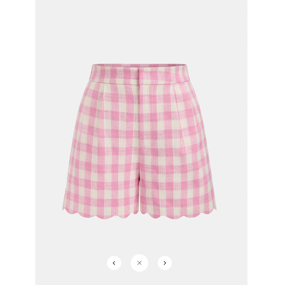 NWT Commense Gingham Scallop Hem Crop Top & Shorts Set Sz L - Picture 5 of 8